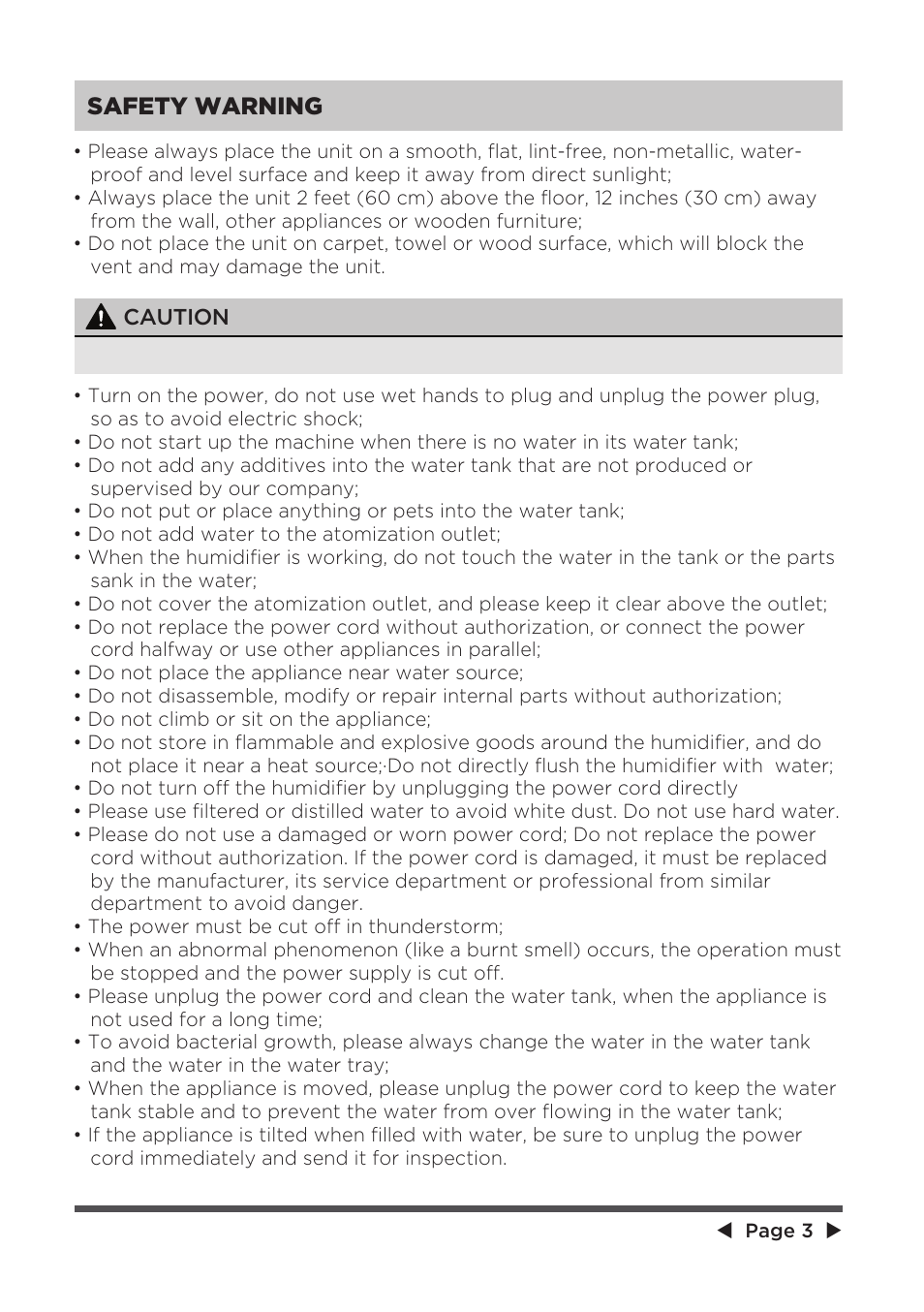 Safety warning | MIDEA Ultrasonic SCK-3Q60B User Manual | Page 3 / 13