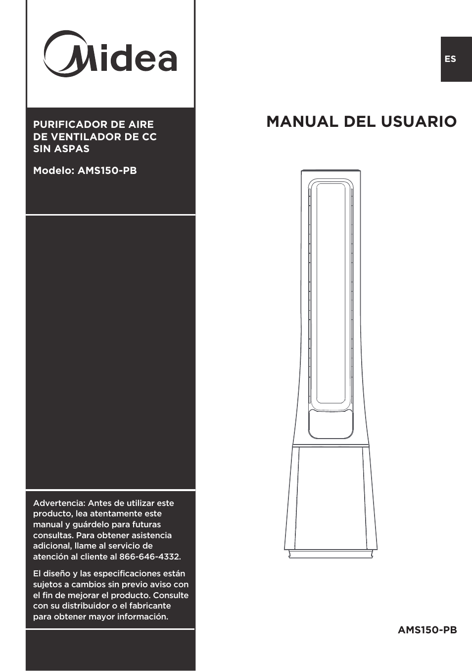 Manual del usuario | MIDEA 41" Bladeless Tower Fan & HEPA User Manual | Page 12 / 24