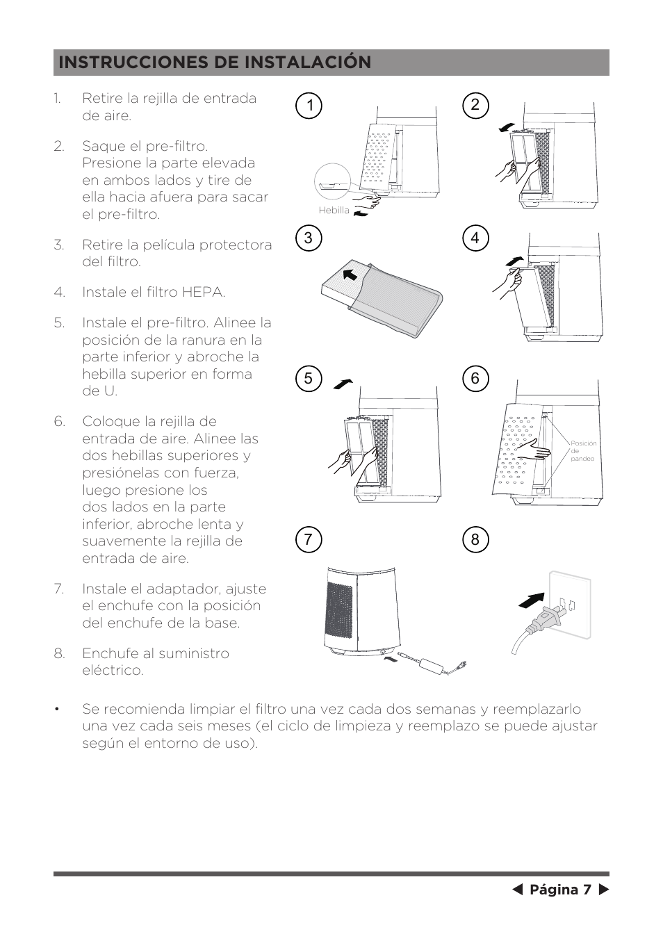 Instrucciones de instalación | MIDEA 41" Bladeless Tower Fan & HEPA User Manual | Page 18 / 24