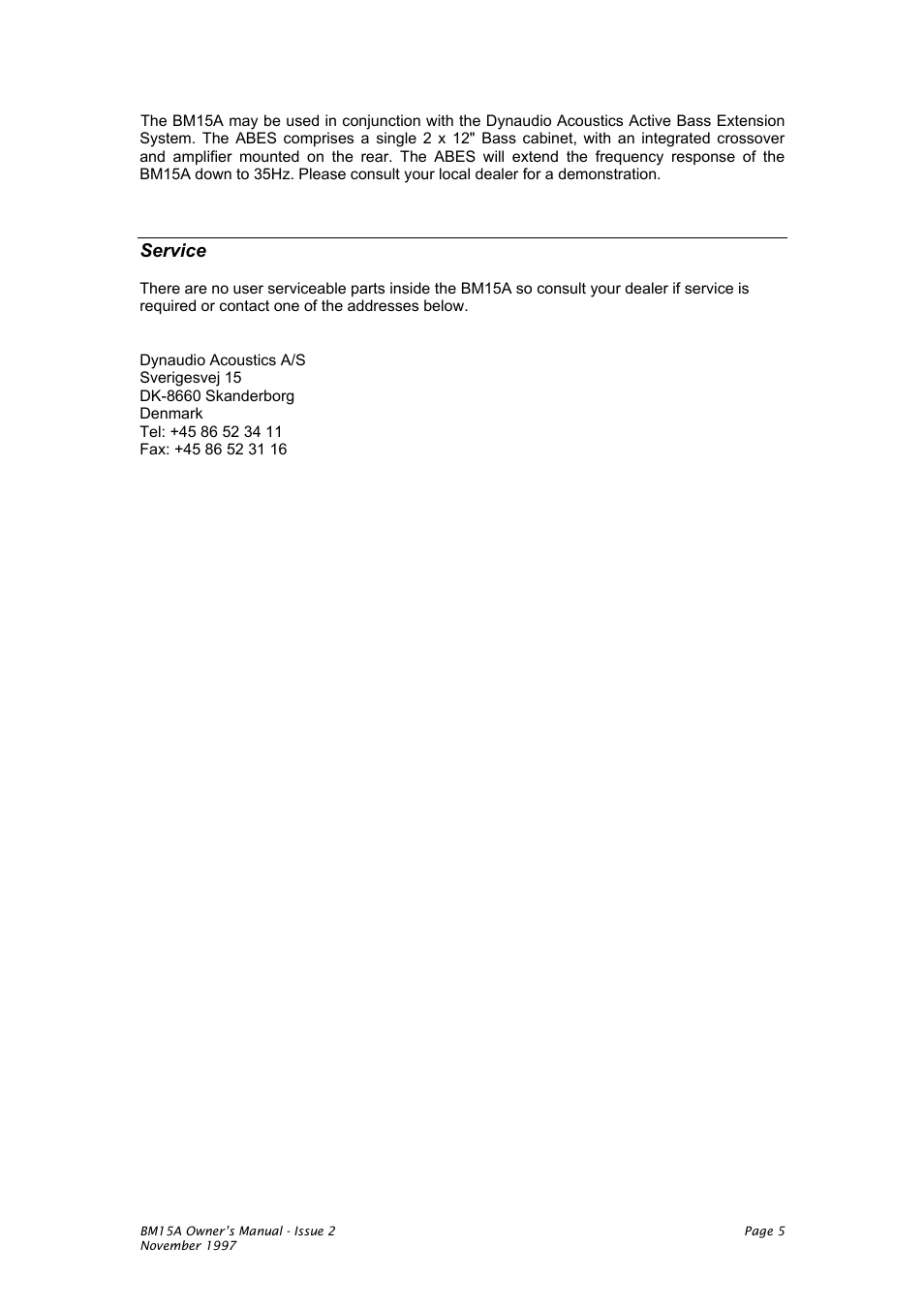 Service | Dynaudio DA-BM15A User Manual | Page 5 / 6