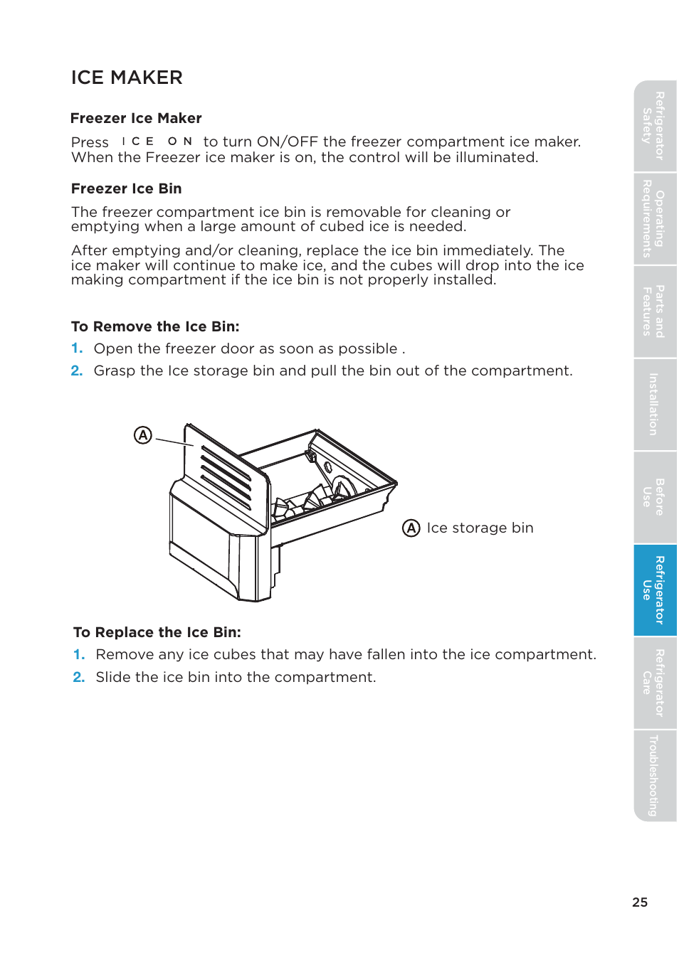 Ice maker | MIDEA 26.3 Cu. Ft. Side-by-Side User Manual | Page 25 / 121