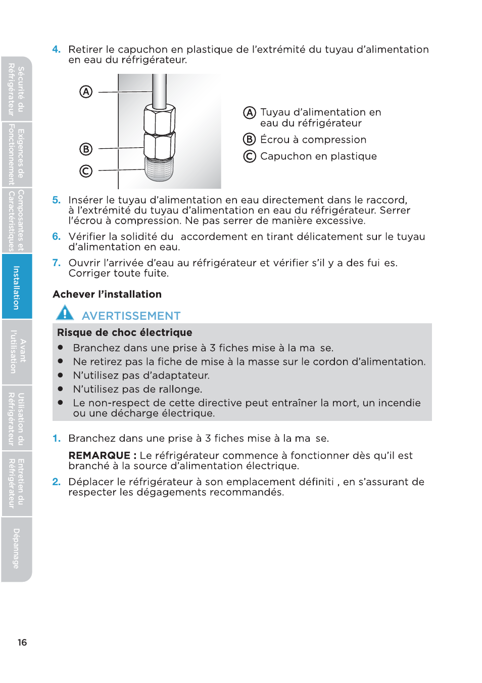 Avertissement | MIDEA 26.3 Cu. Ft. Side-by-Side User Manual | Page 55 / 121