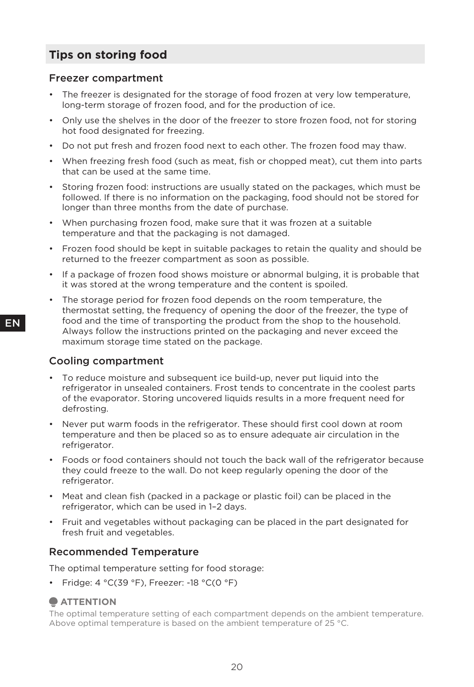 Tips on storing food | MIDEA 29.3 cu. ft. French Door Bottom Freezer User Manual | Page 20 / 88