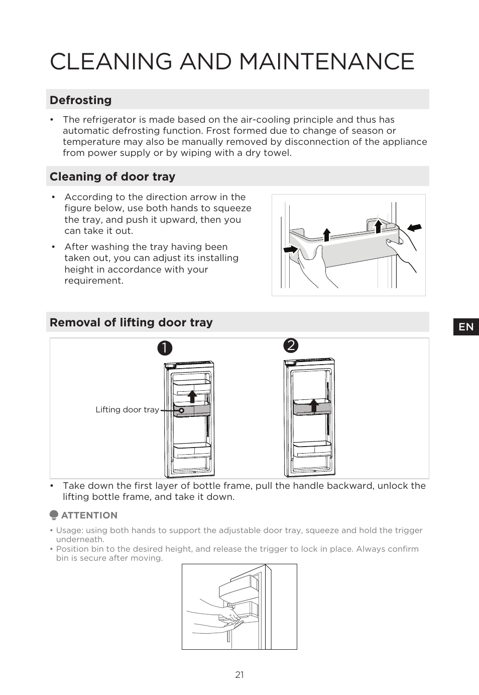 Cleaning and maintenance | MIDEA 29.3 cu. ft. French Door Bottom Freezer User Manual | Page 21 / 88