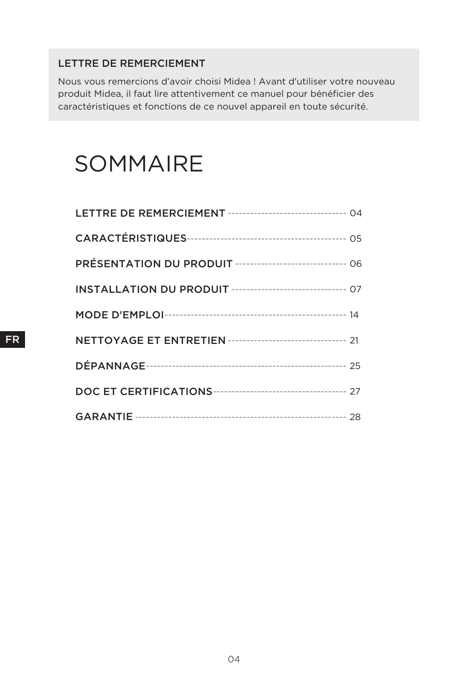 Sommaire | MIDEA 29.3 cu. ft. French Door Bottom Freezer User Manual | Page 33 / 88