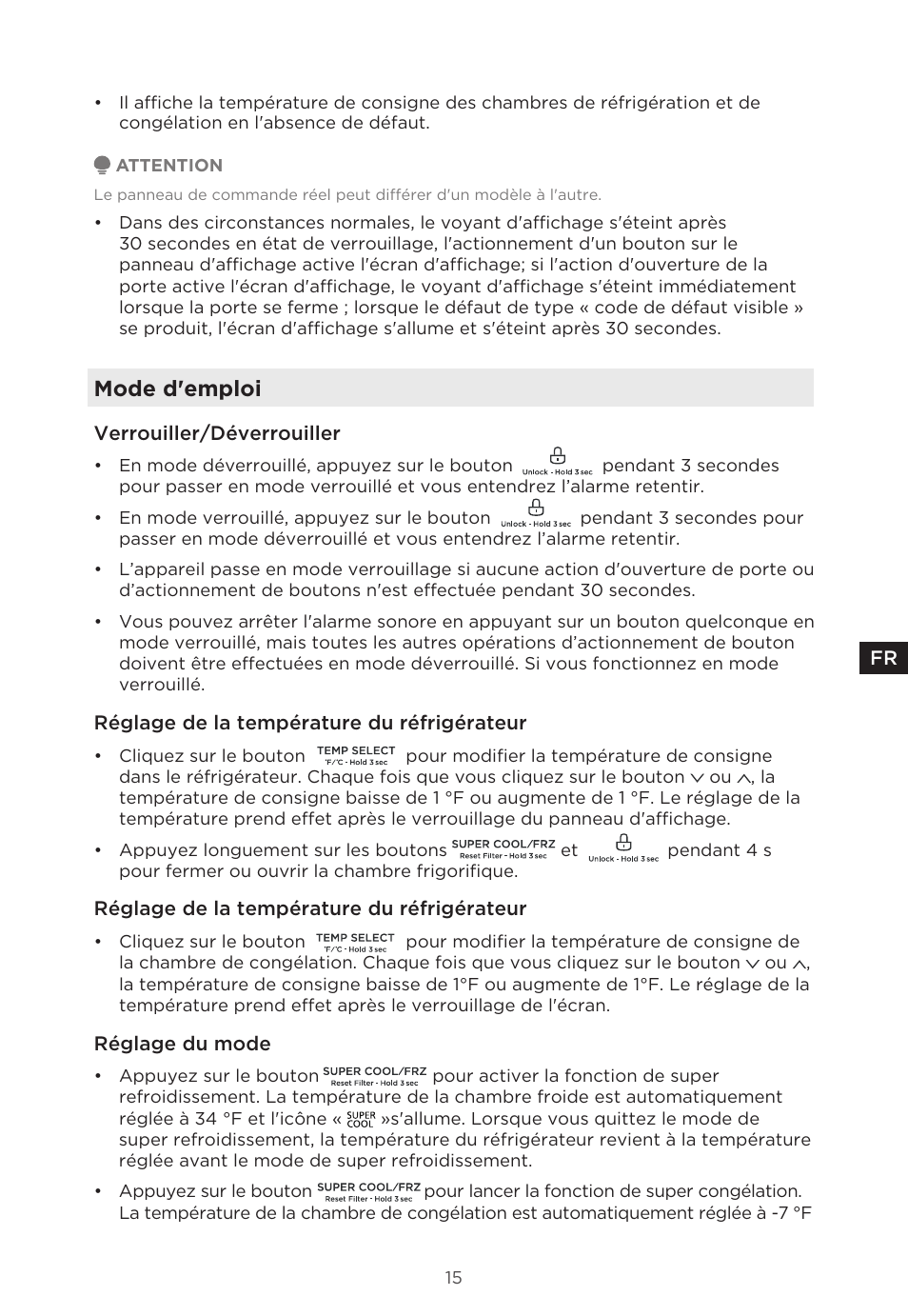 Mode d'emploi | MIDEA 29.3 cu. ft. French Door Bottom Freezer User Manual | Page 44 / 88