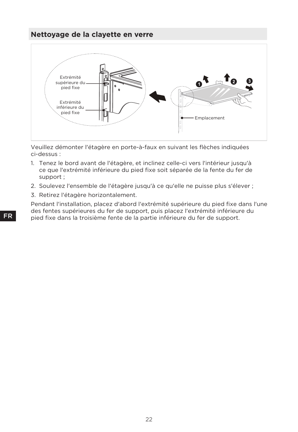 Nettoyage de la clayette en verre | MIDEA 29.3 cu. ft. French Door Bottom Freezer User Manual | Page 51 / 88