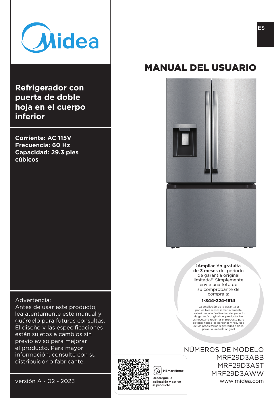 Manual del usuario | MIDEA 29.3 cu. ft. French Door Bottom Freezer User Manual | Page 59 / 88