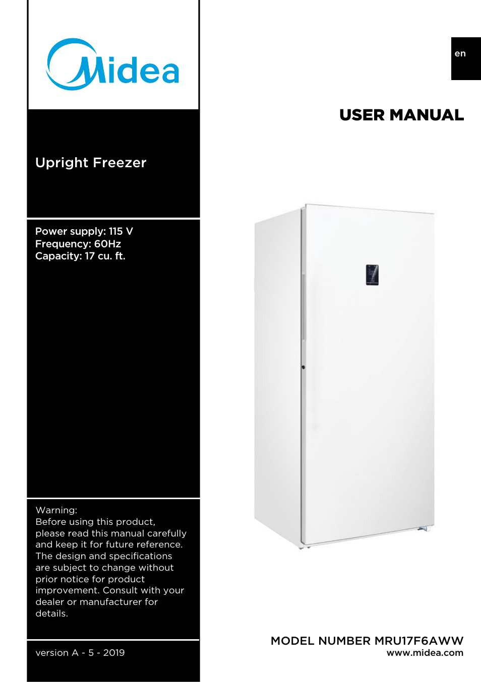 MIDEA 17.0 Cu. Ft. Upright Convertible User Manual | 72 pages