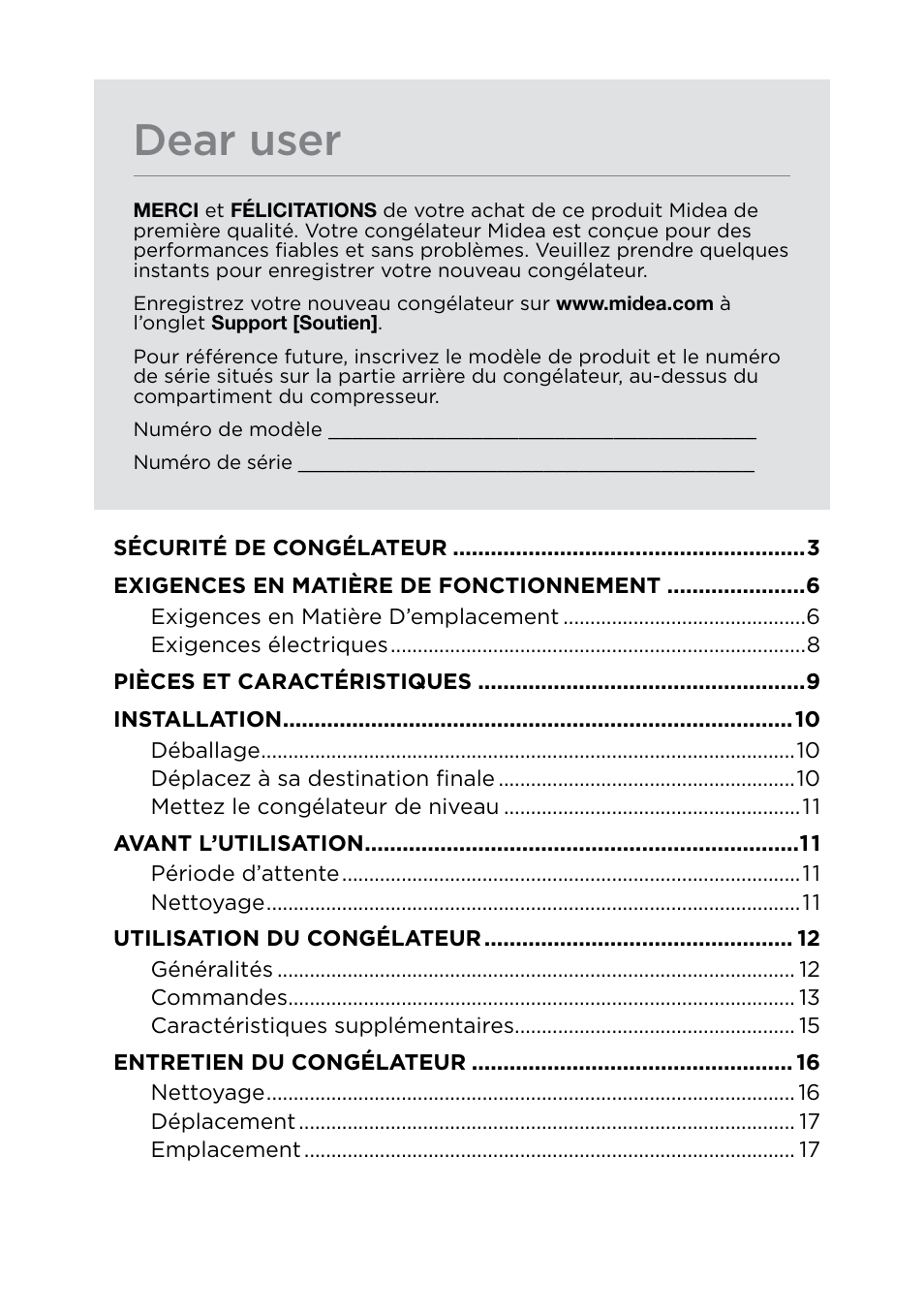 Dear user | MIDEA 17.0 Cu. Ft. Upright Convertible User Manual | Page 24 / 72