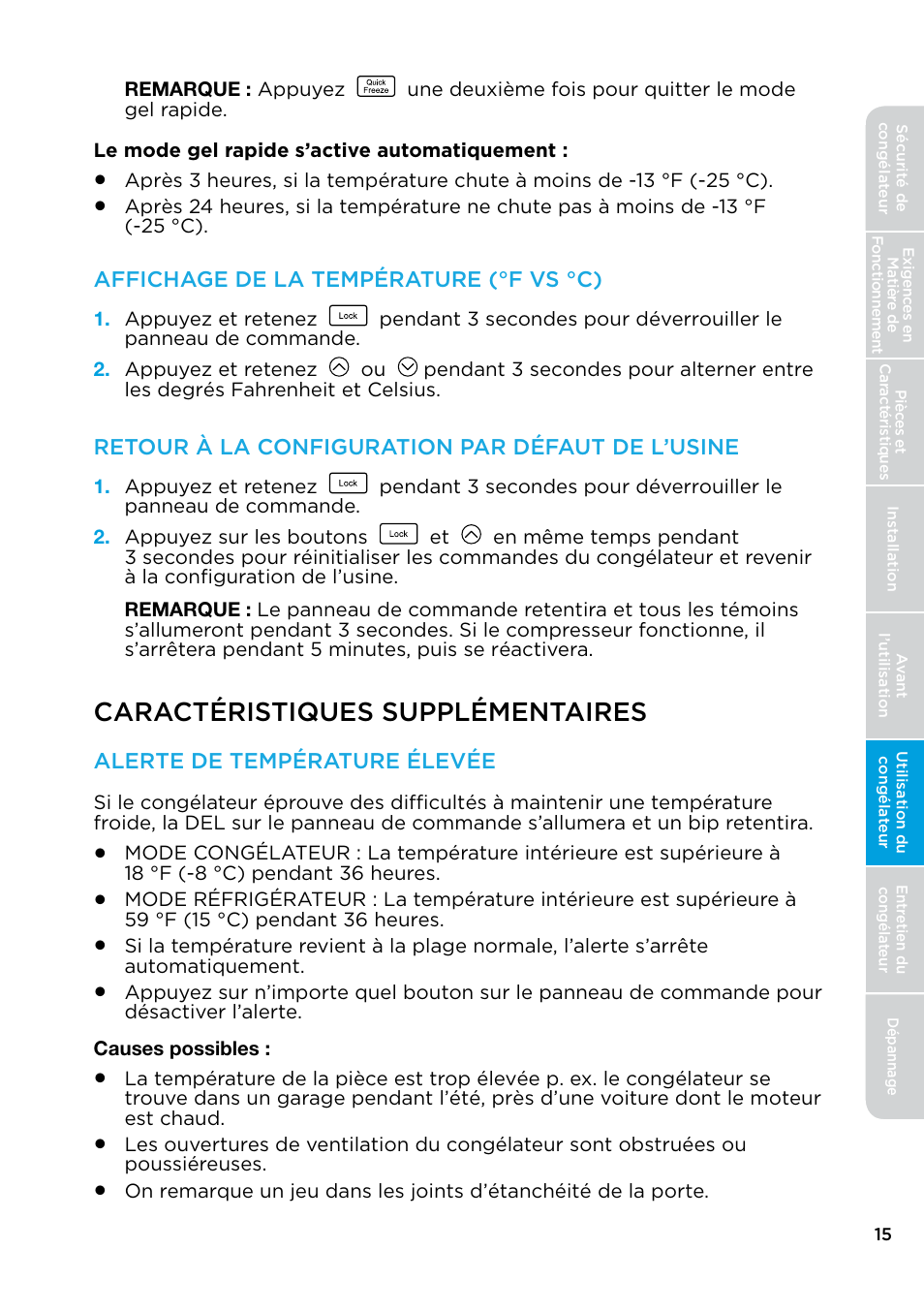 Caractéristiques supplémentaires | MIDEA 17.0 Cu. Ft. Upright Convertible User Manual | Page 37 / 72