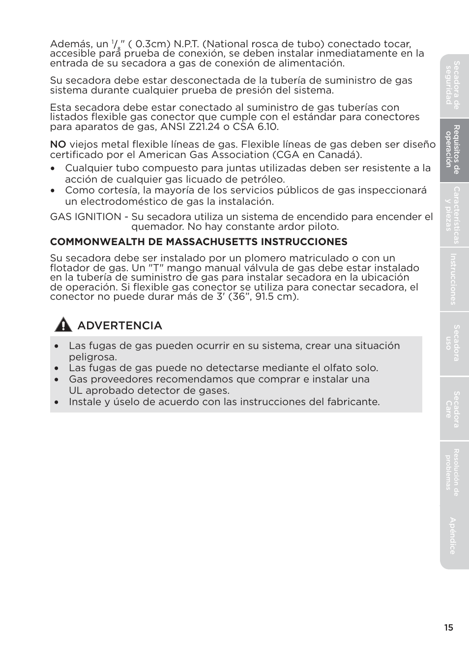 Advertencia | MIDEA Dryer MLE45N1BWW User Manual | Page 65 / 102