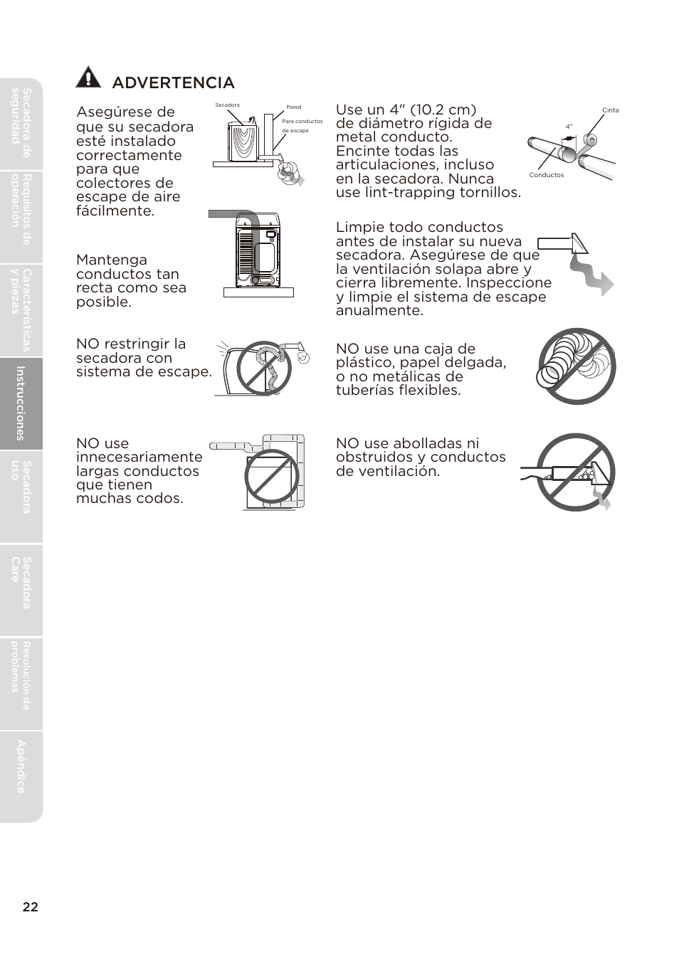 Advertencia | MIDEA Dryer MLE45N1BWW User Manual | Page 72 / 102