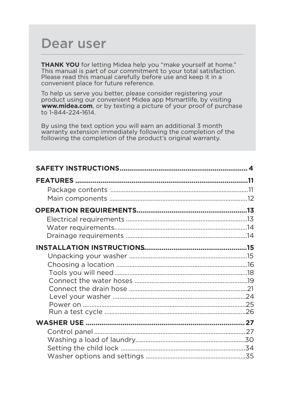 Dear user | MIDEA Top Load Impeller User Manual | Page 2 / 96