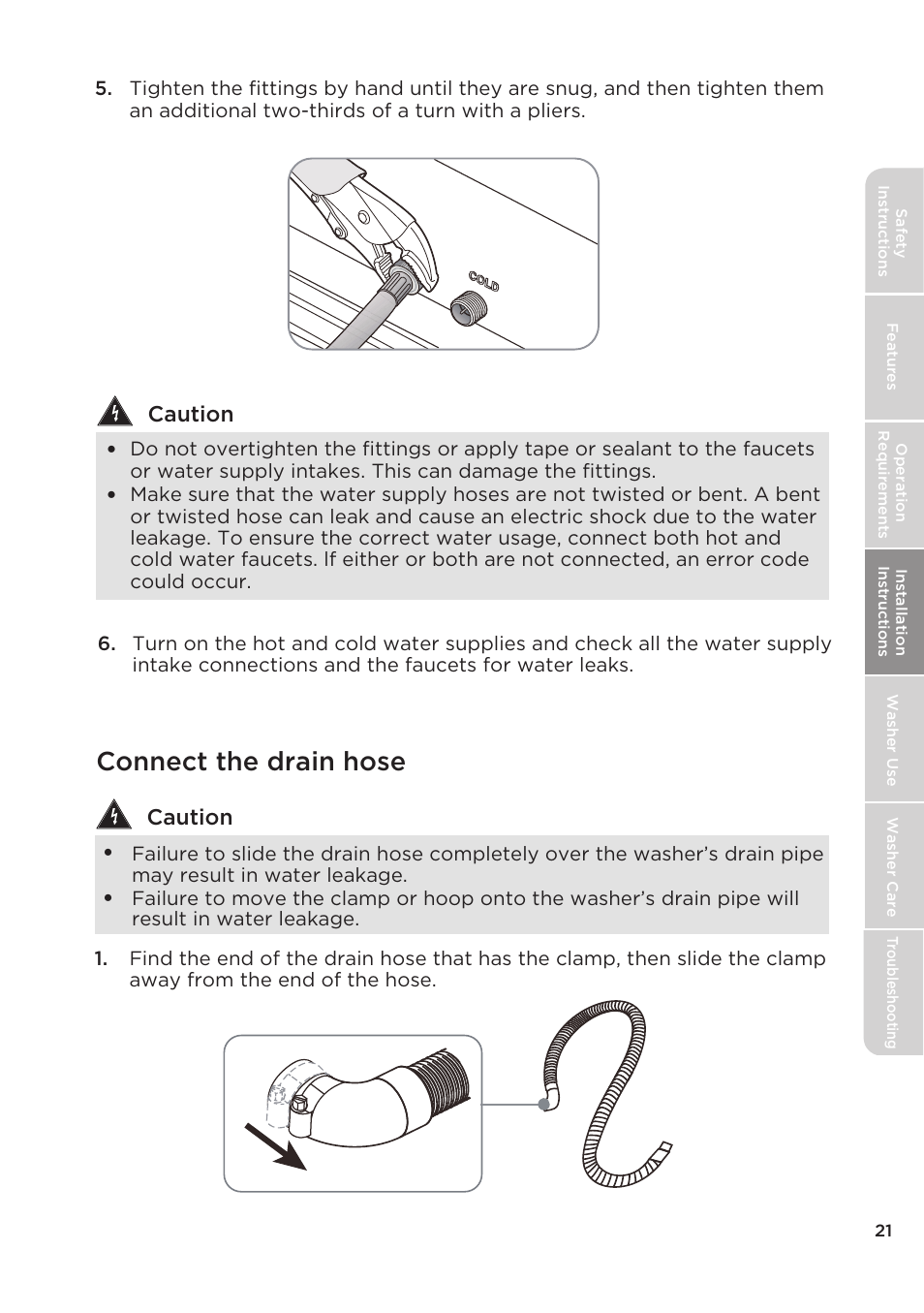 Connect the drain hose | MIDEA Top Load Impeller User Manual | Page 21 / 96
