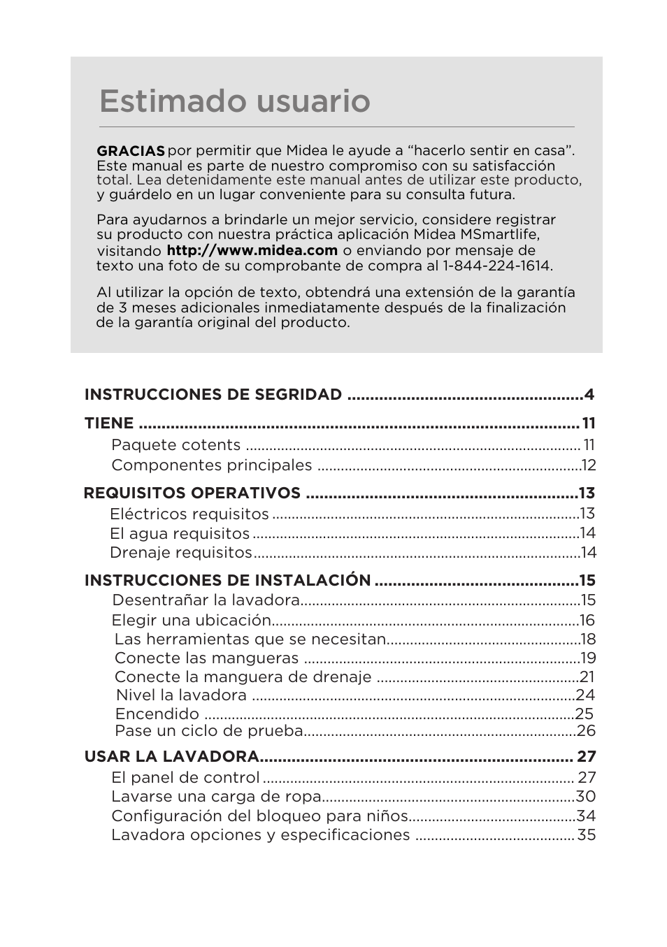 Estimado usuario | MIDEA Top Load Impeller User Manual | Page 48 / 96