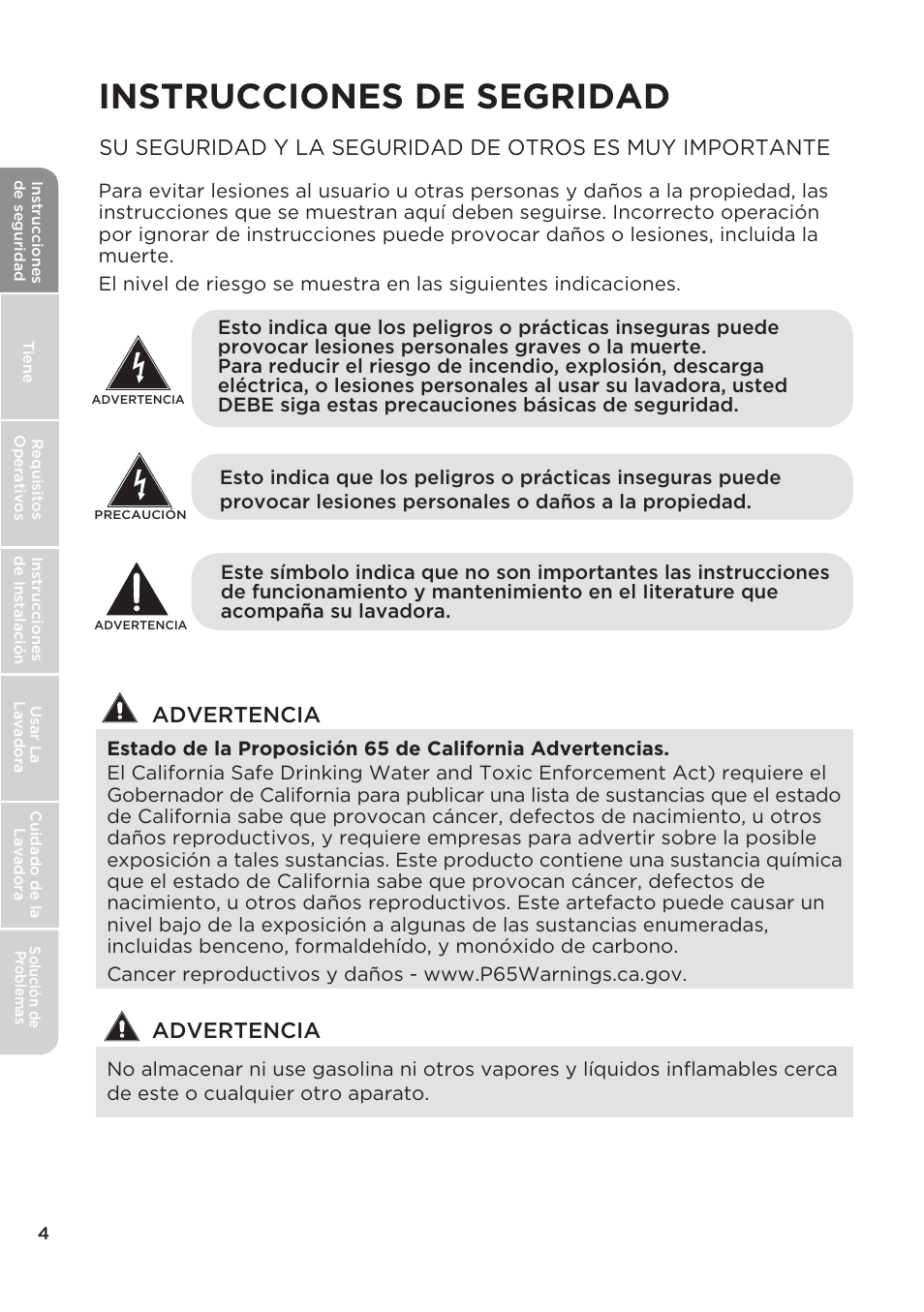 Instrucciones de segridad, Advertencia | MIDEA Top Load Impeller User Manual | Page 50 / 96