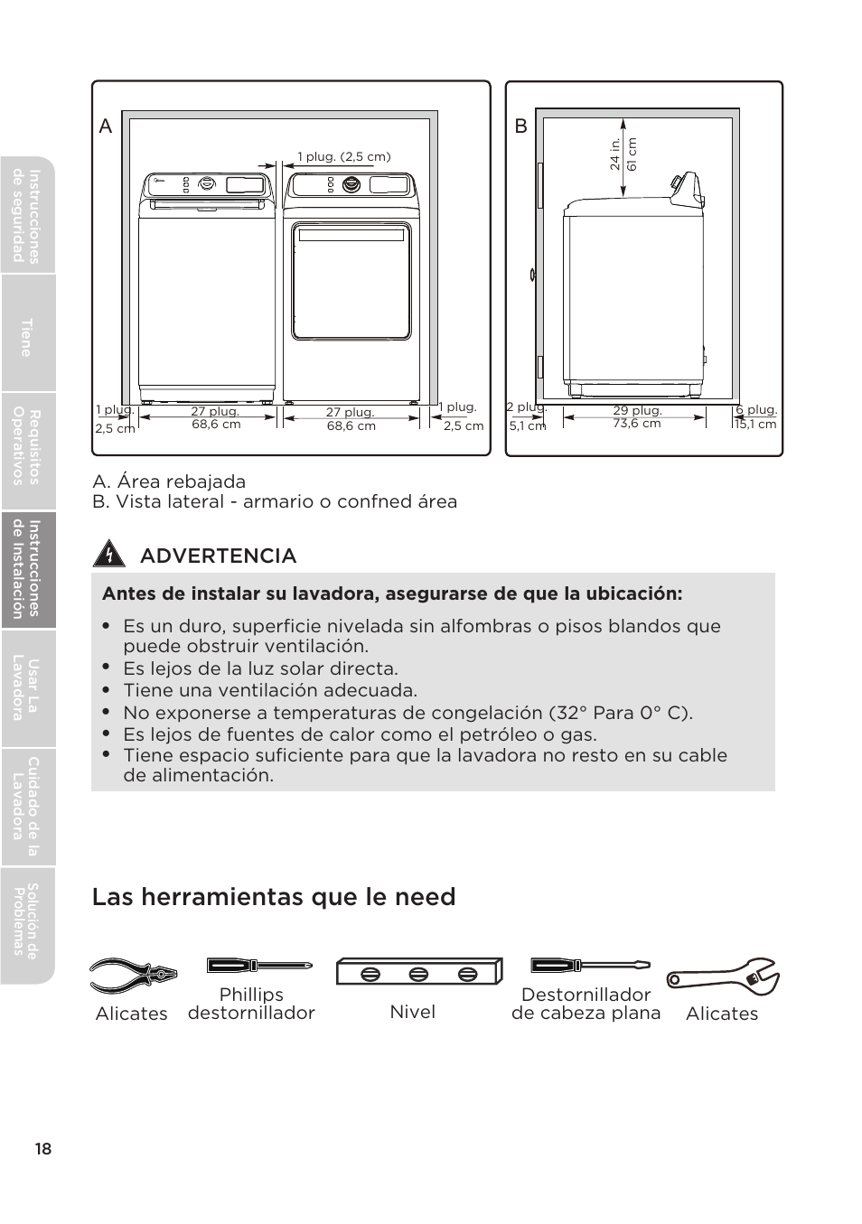 Las herramientas que le need, Advertencia | MIDEA Top Load Impeller User Manual | Page 64 / 96