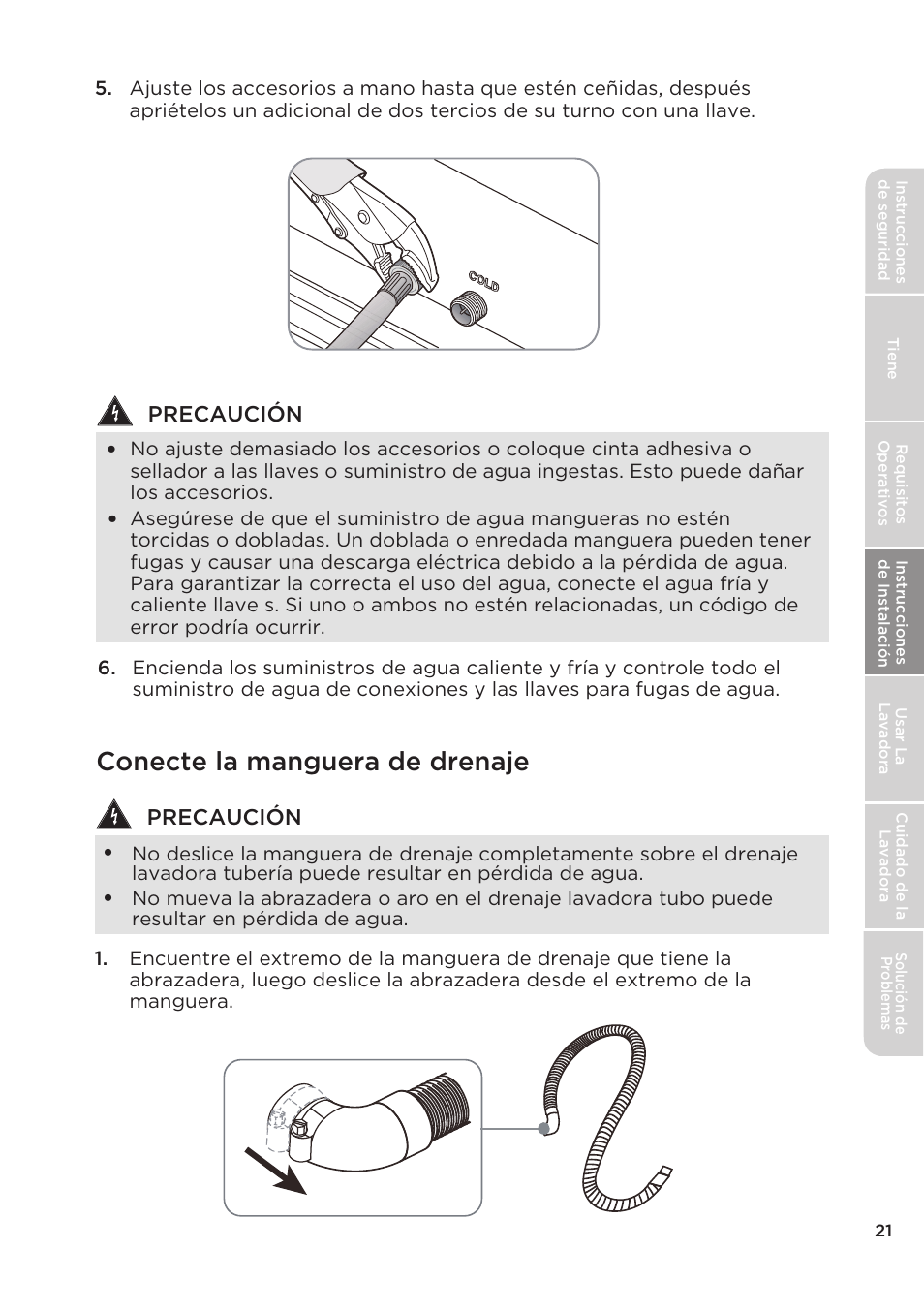 Conecte la manguera de drenaje | MIDEA Top Load Impeller User Manual | Page 67 / 96