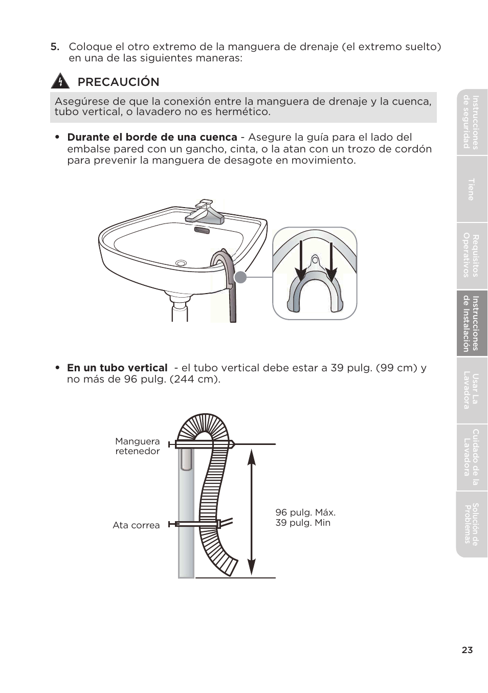 Precaución | MIDEA Top Load Impeller User Manual | Page 69 / 96