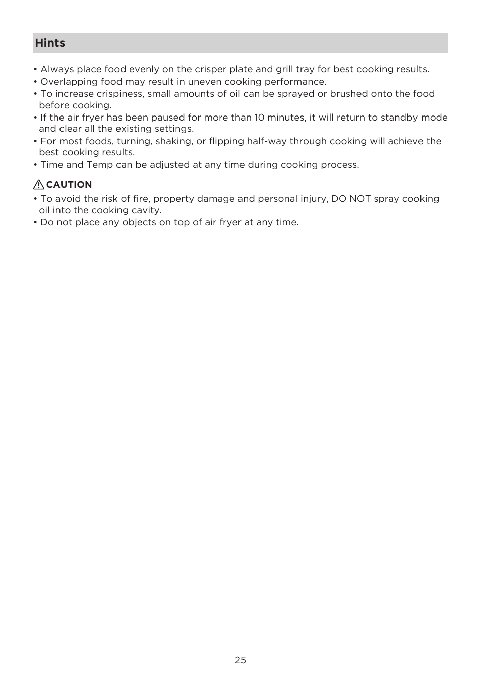 Hints | MIDEA 11QT Two-Zone User Manual | Page 28 / 41