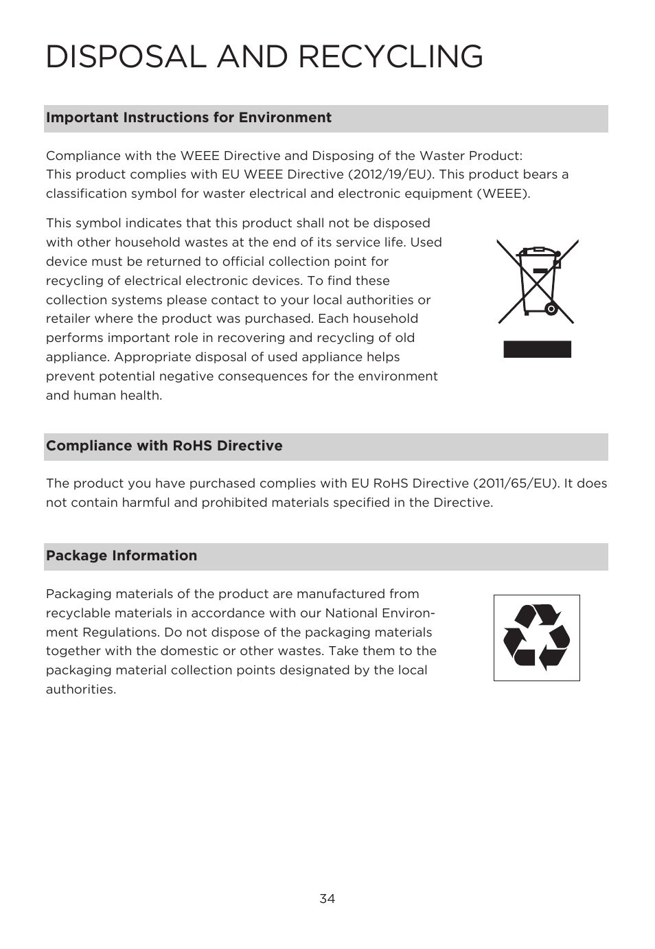 Disposal and recycling | MIDEA 11QT Two-Zone User Manual | Page 37 / 41