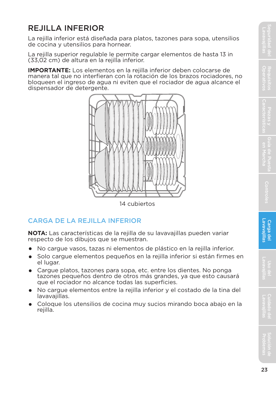 Rejilla inferior, Carga de la rejilla inferior | MIDEA MDT24H3AST User Manual | Page 113 / 136