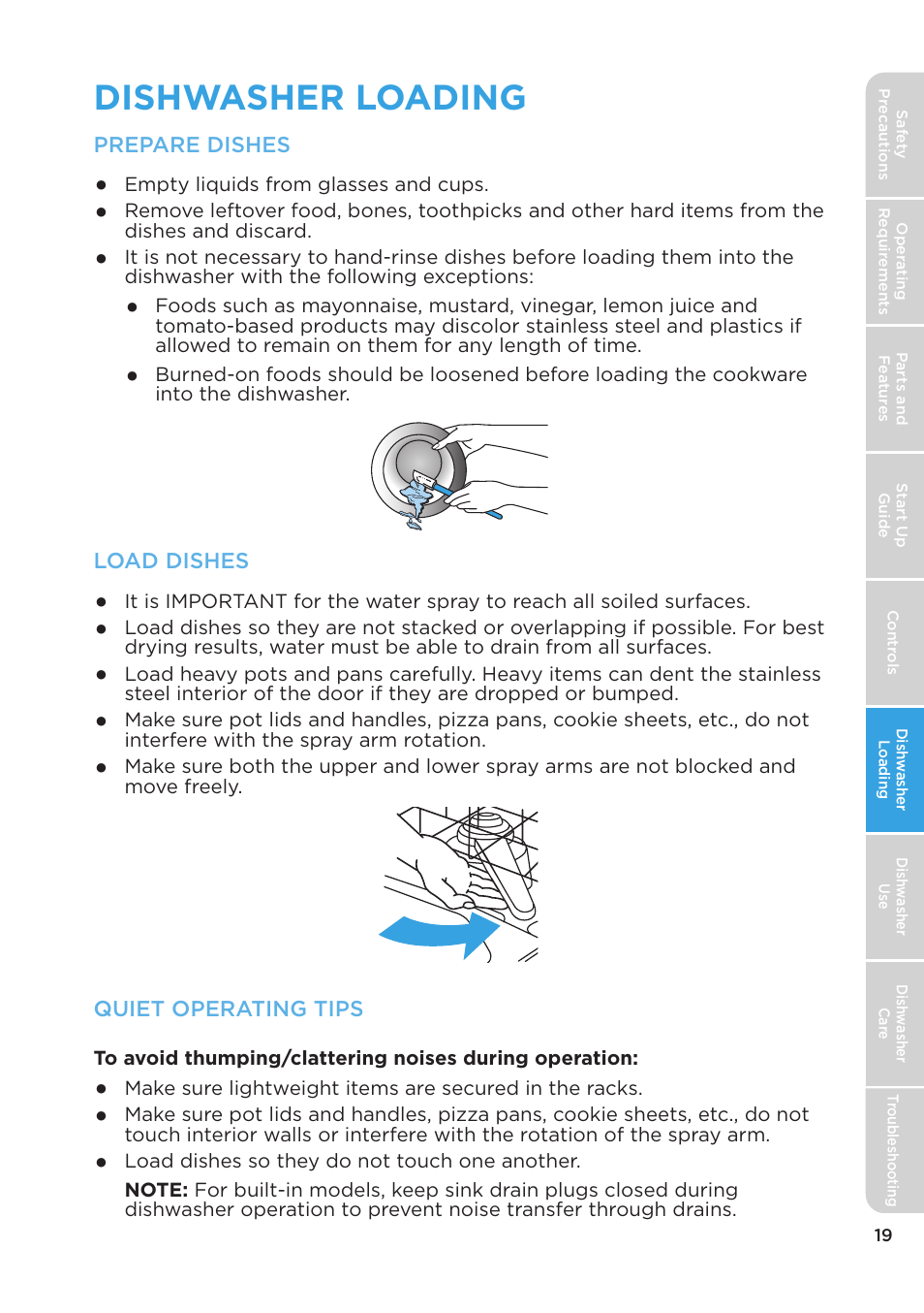 Dishwasher loading | MIDEA MDT24H3AST User Manual | Page 19 / 136