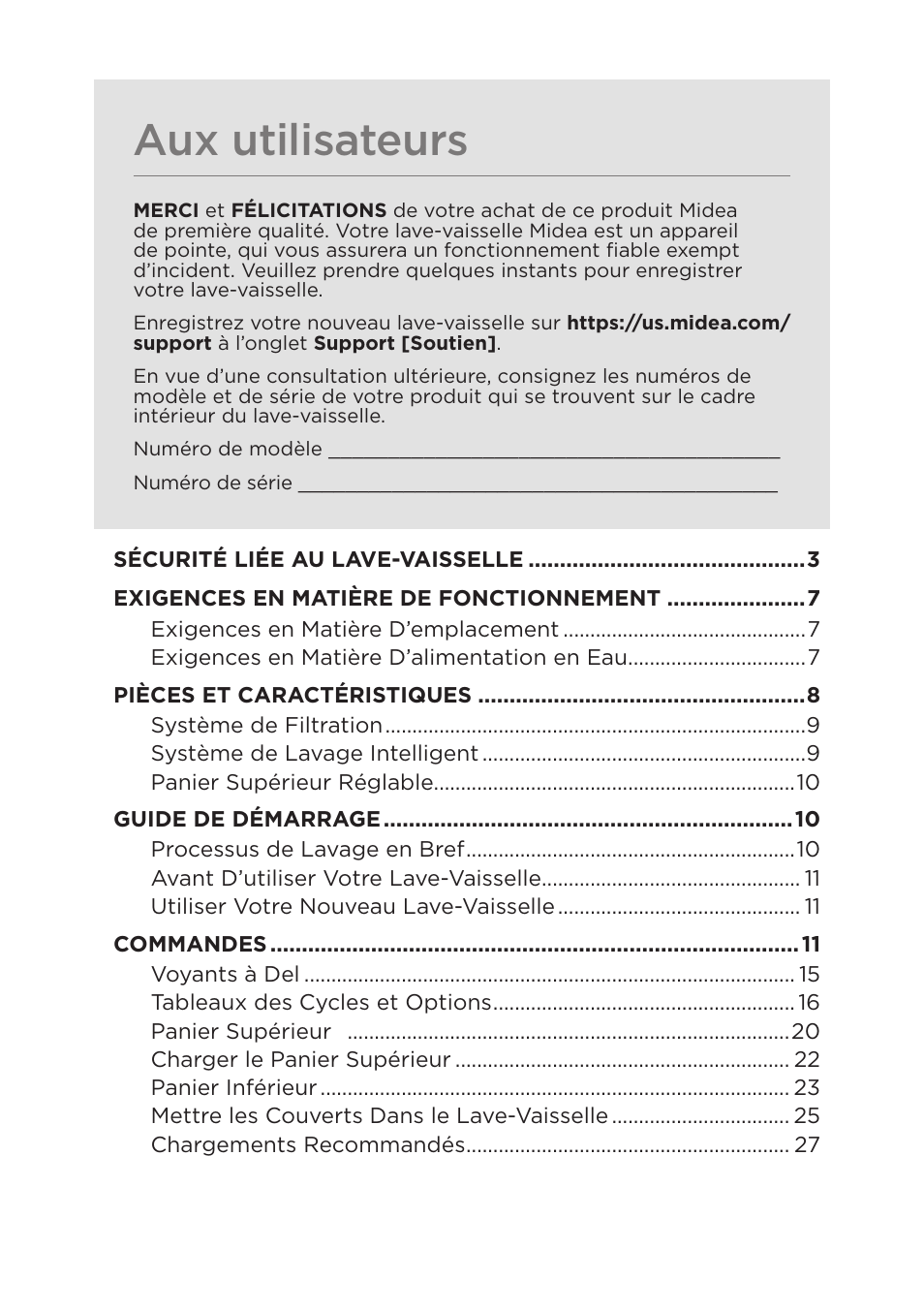 Aux utilisateurs | MIDEA MDT24H3AST User Manual | Page 46 / 136