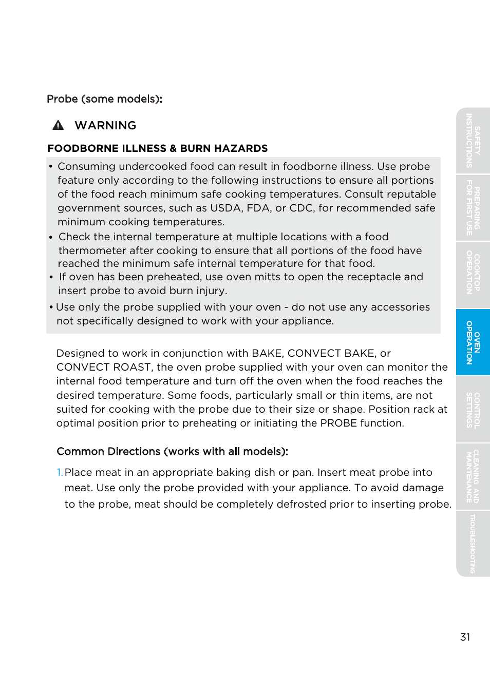 Warning | MIDEA MES30S4AST User Manual | Page 31 / 54