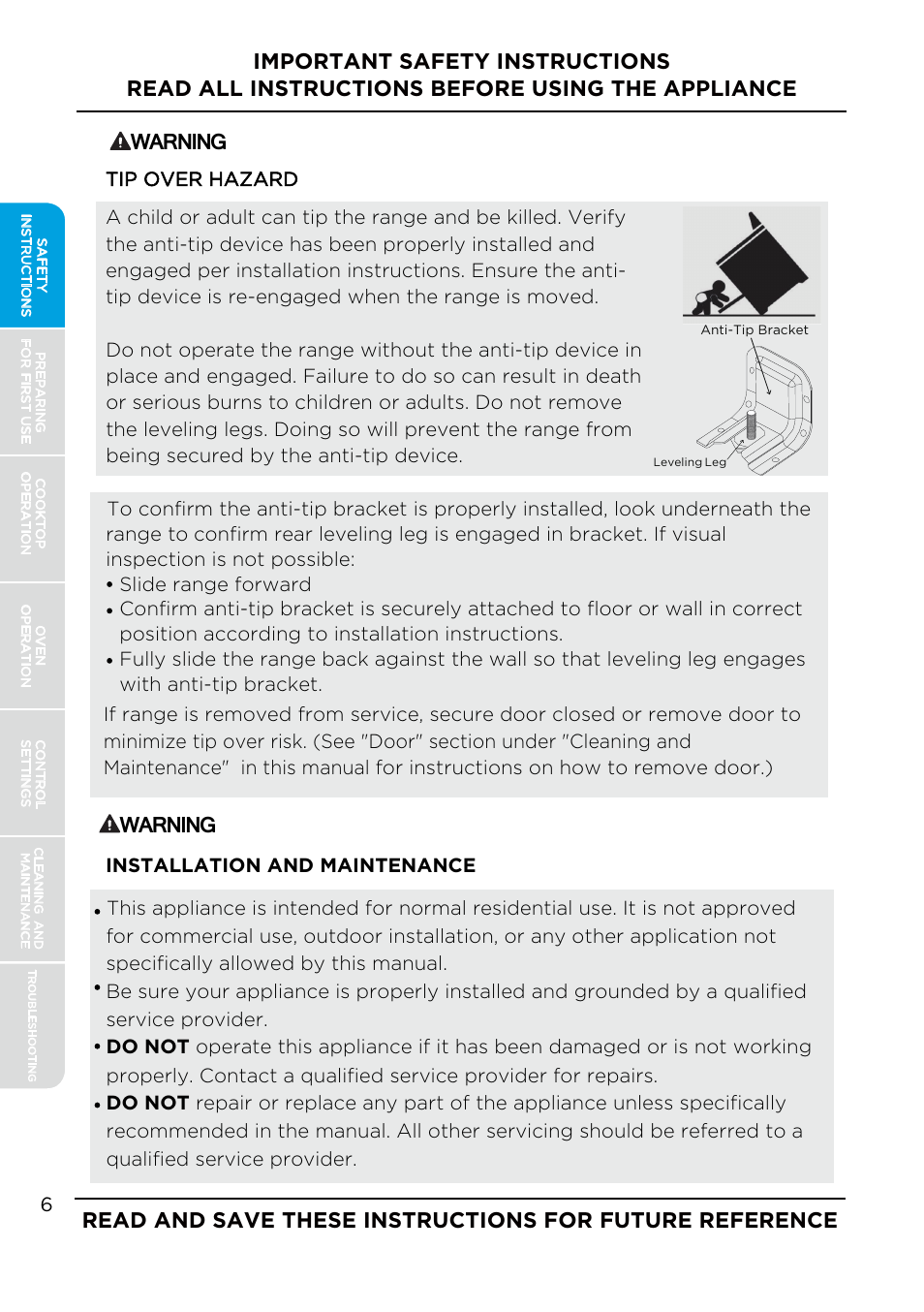 Safety definitions, Warning | MIDEA MES30S4AST User Manual | Page 6 / 54