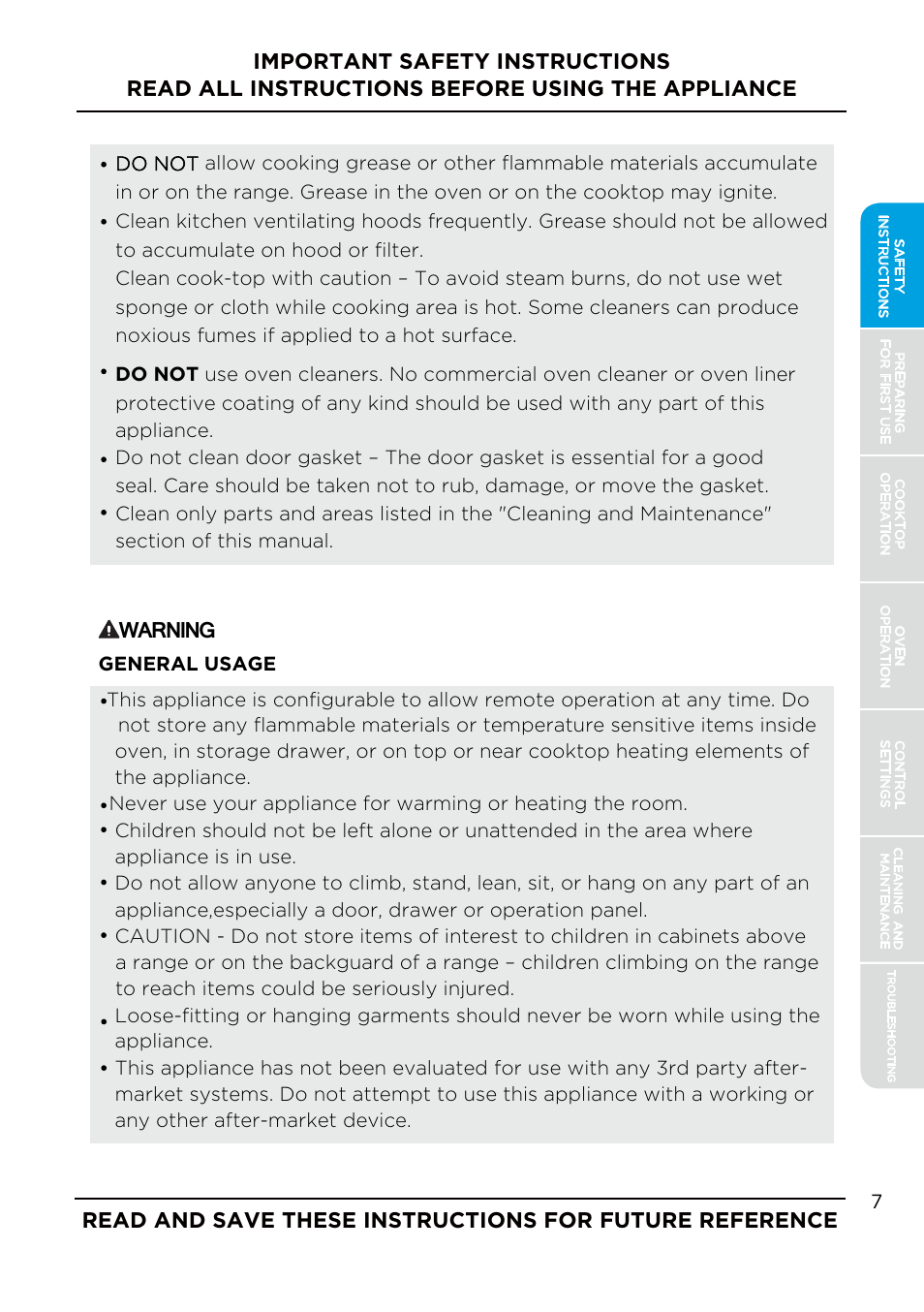Warning | MIDEA MES30S4AST User Manual | Page 7 / 54