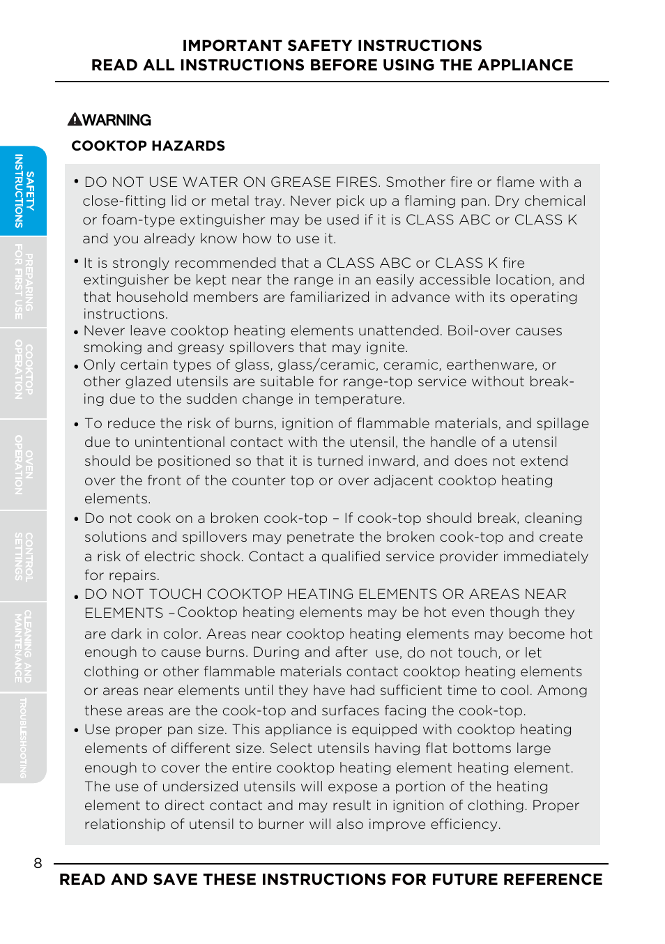 Warning | MIDEA MES30S4AST User Manual | Page 8 / 54