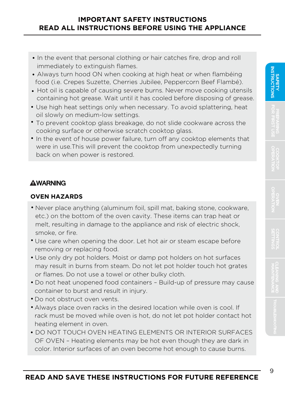 Warning | MIDEA MES30S4AST User Manual | Page 9 / 54