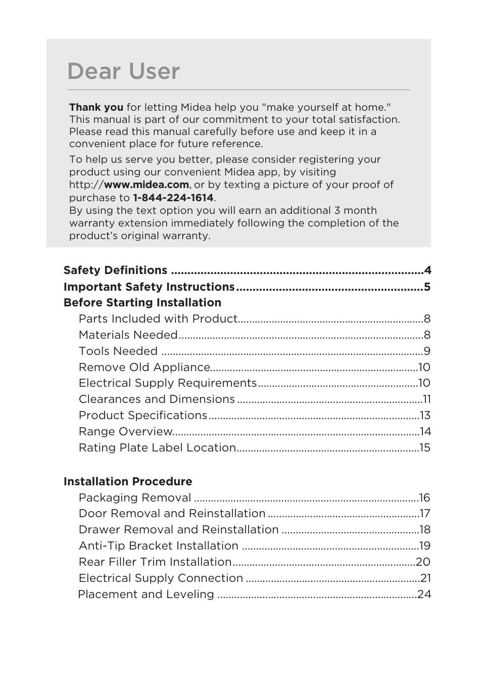 Dear user | MIDEA MES30S2AST User Manual | Page 2 / 96