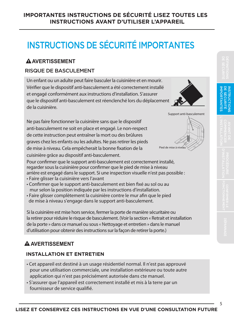 Instructions de sécurité importantes, Avertissement | MIDEA MES30S2AST User Manual | Page 69 / 96