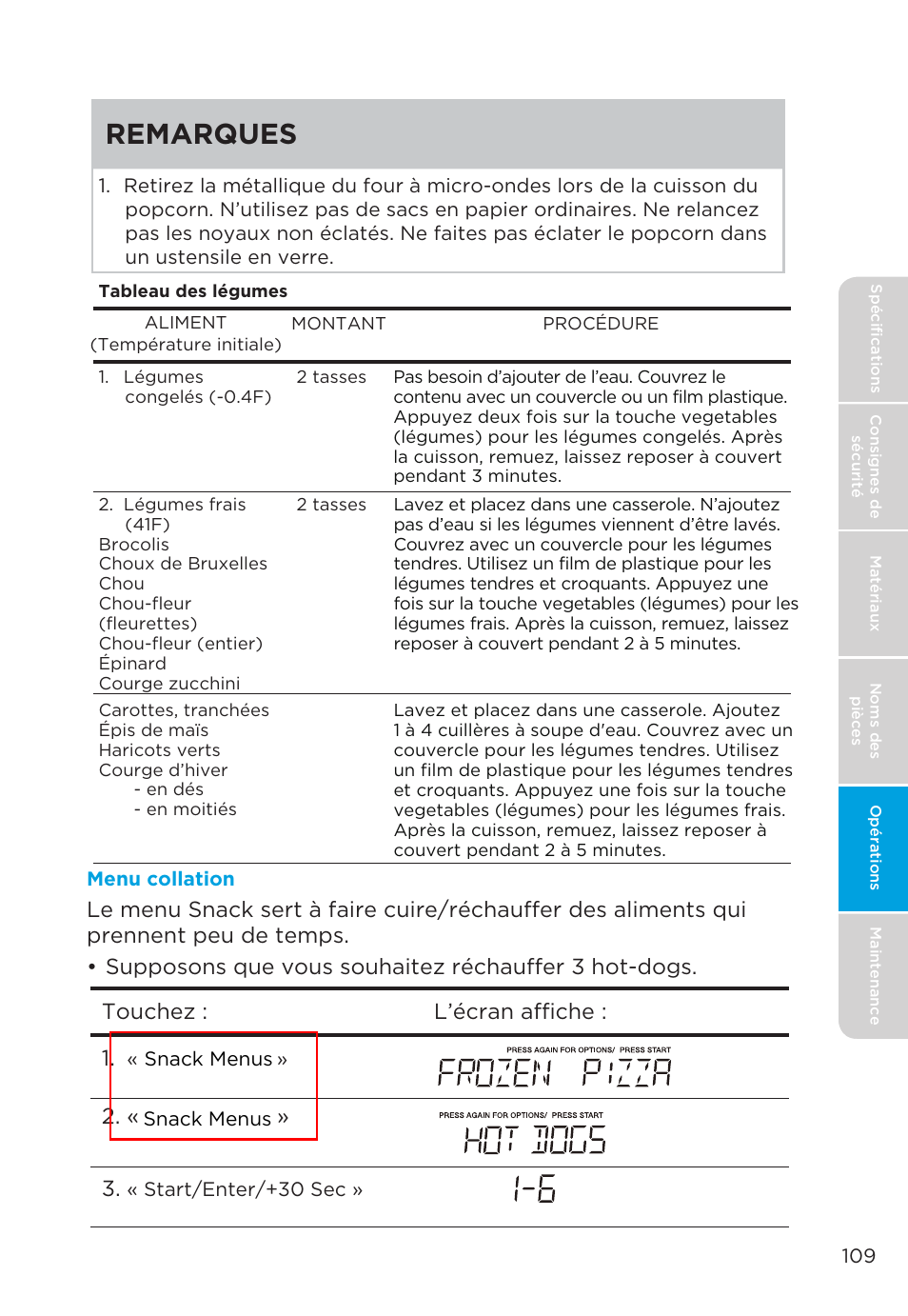 Remarques, L’écran affiche | MIDEA MMO19S3AST User Manual | Page 109 / 132