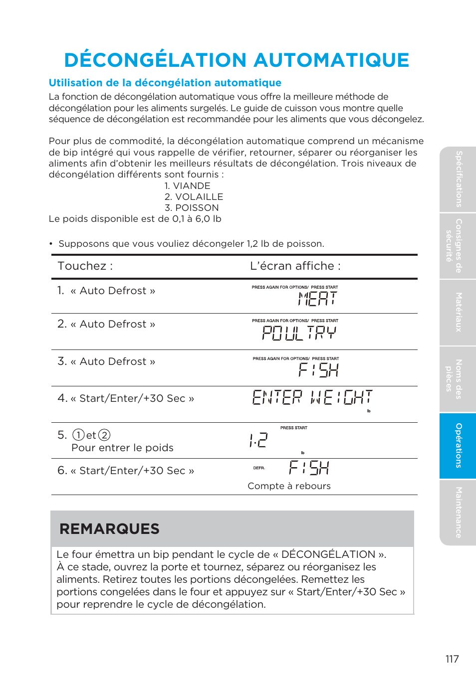 Décongélation automatique, Remarques | MIDEA MMO19S3AST User Manual | Page 117 / 132