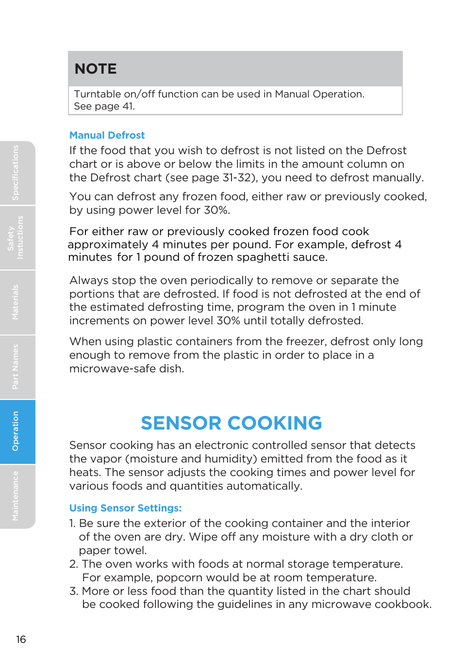 Sensor cooking | MIDEA MMO19S3AST User Manual | Page 16 / 132