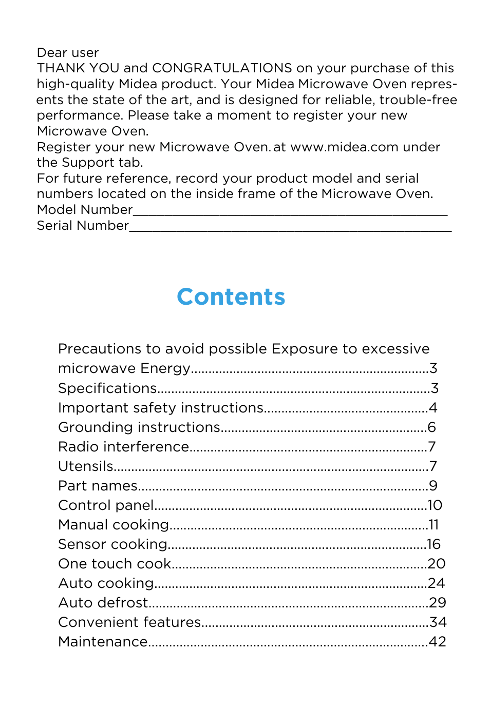 MIDEA MMO19S3AST User Manual | Page 2 / 132