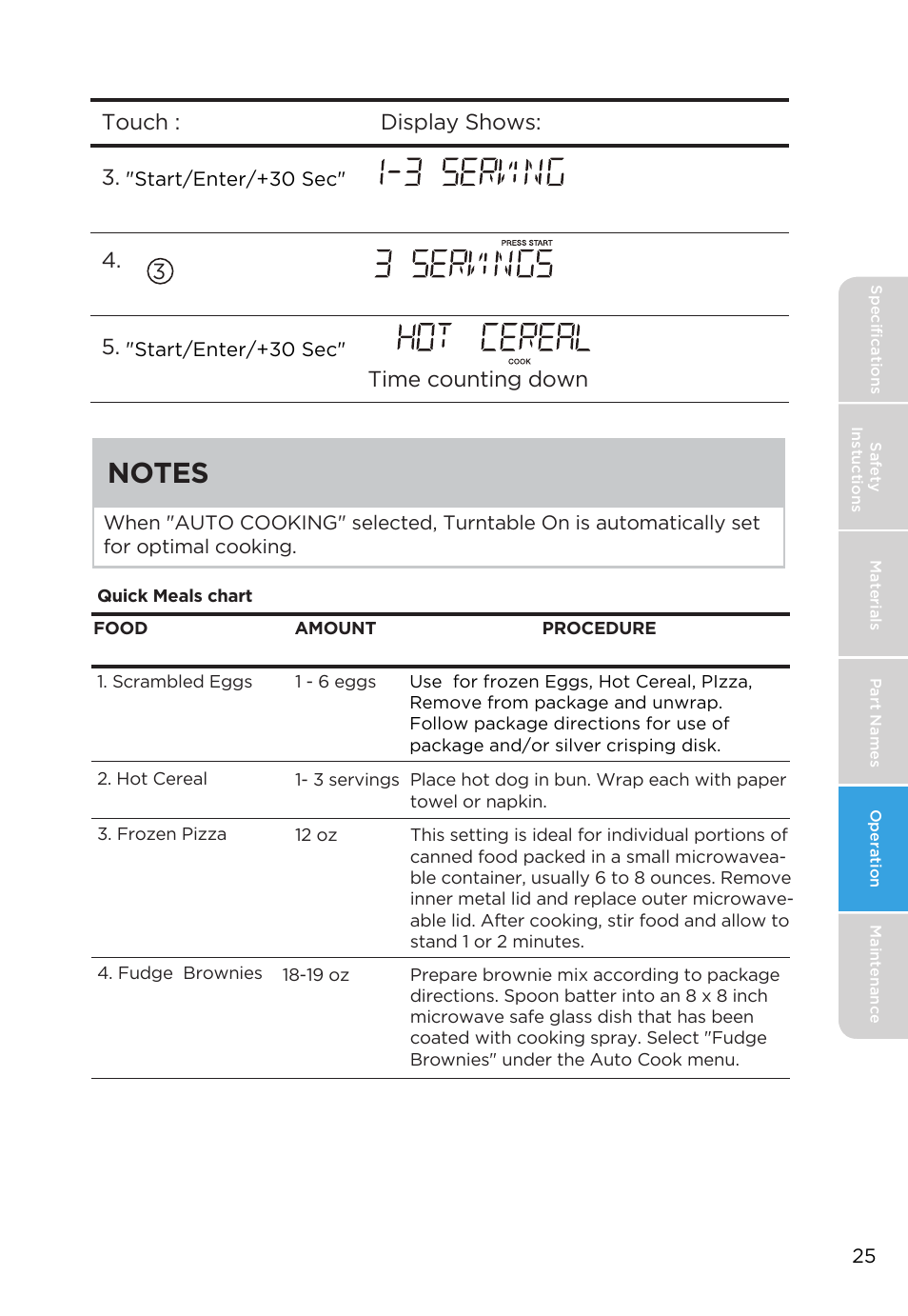 Touch : 3 3. display shows: 4. 5, Time counting down | MIDEA MMO19S3AST User Manual | Page 25 / 132