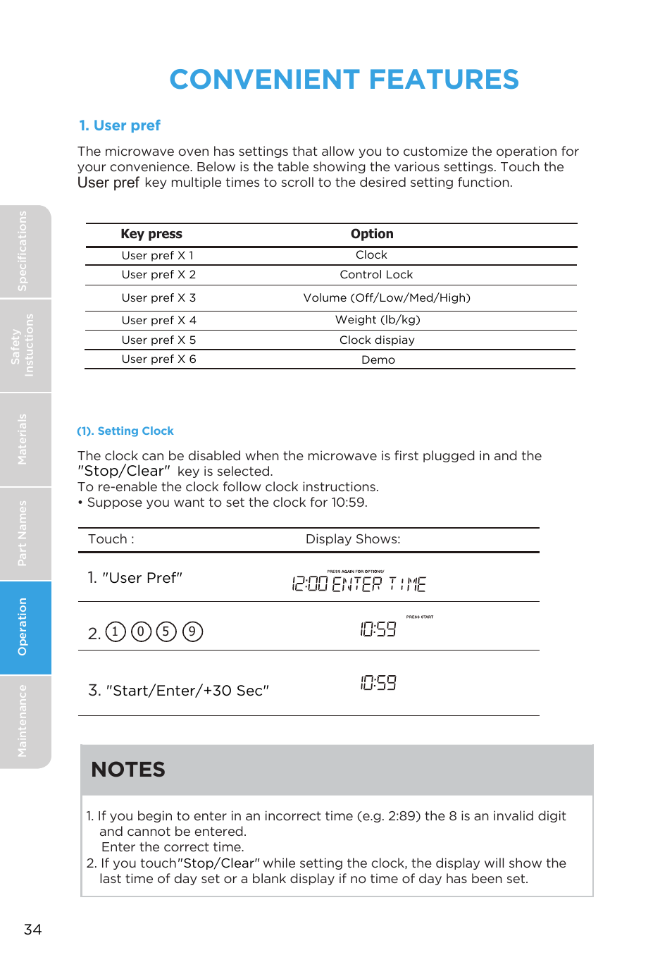 Convenient features | MIDEA MMO19S3AST User Manual | Page 34 / 132