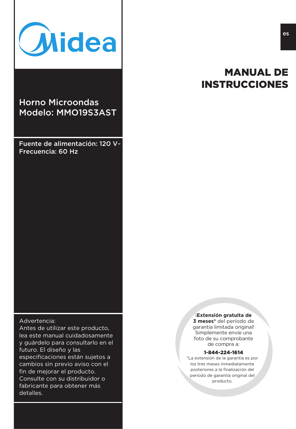 Manual de instrucciones, Horno microondas modelo: mmo19s3ast | MIDEA MMO19S3AST User Manual | Page 45 / 132