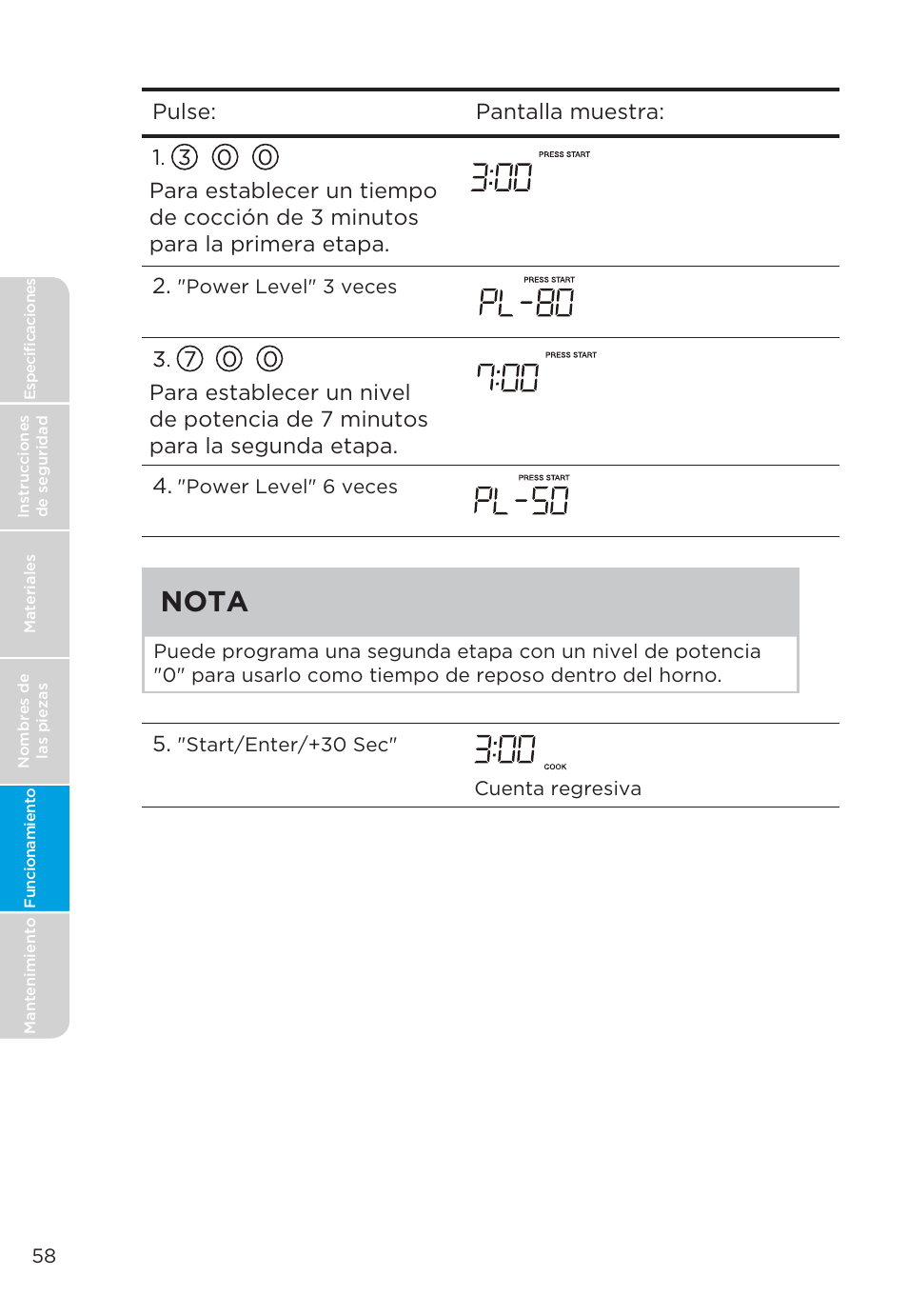 Nota | MIDEA MMO19S3AST User Manual | Page 58 / 132