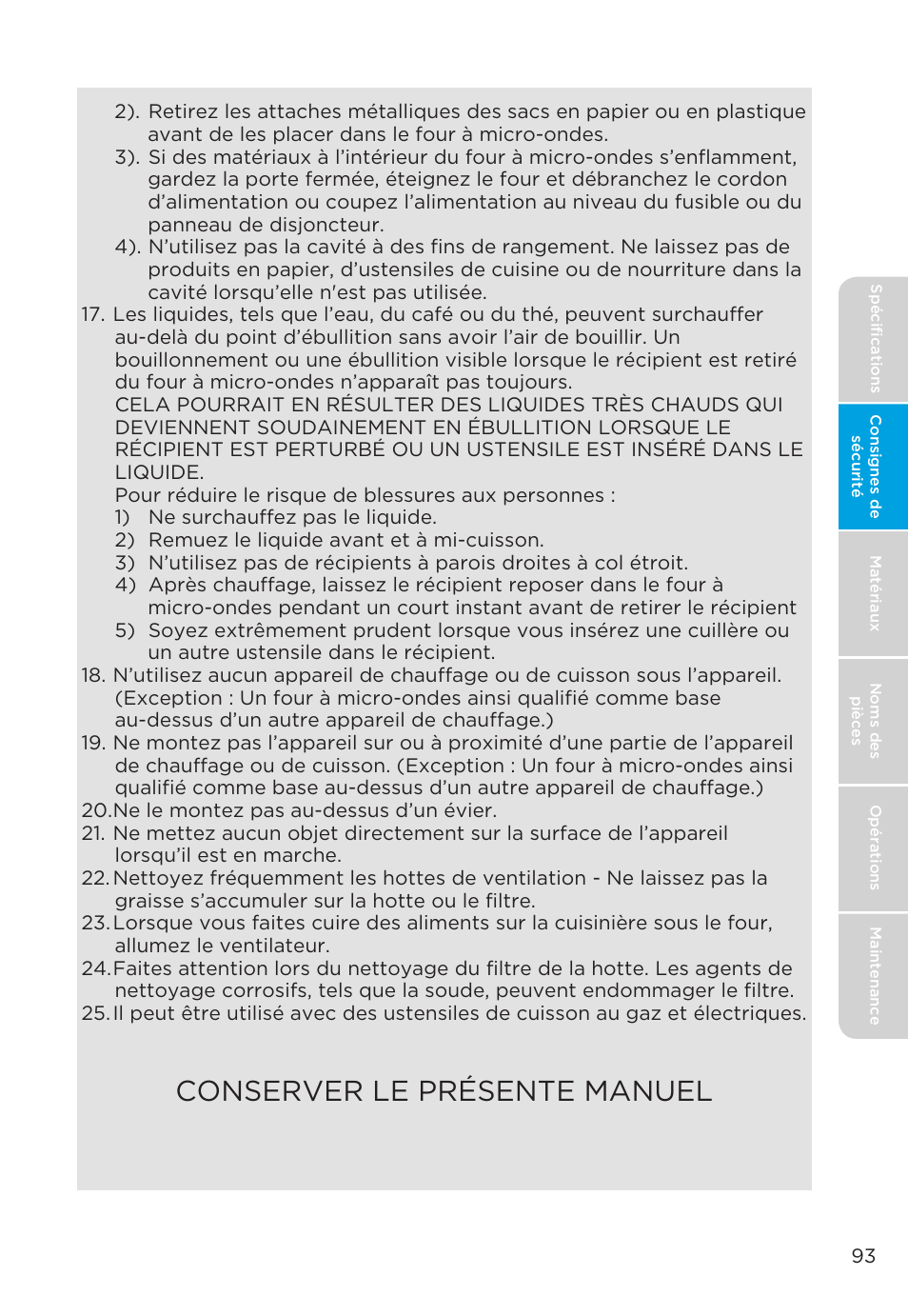 Conserver le présente manuel | MIDEA MMO19S3AST User Manual | Page 93 / 132