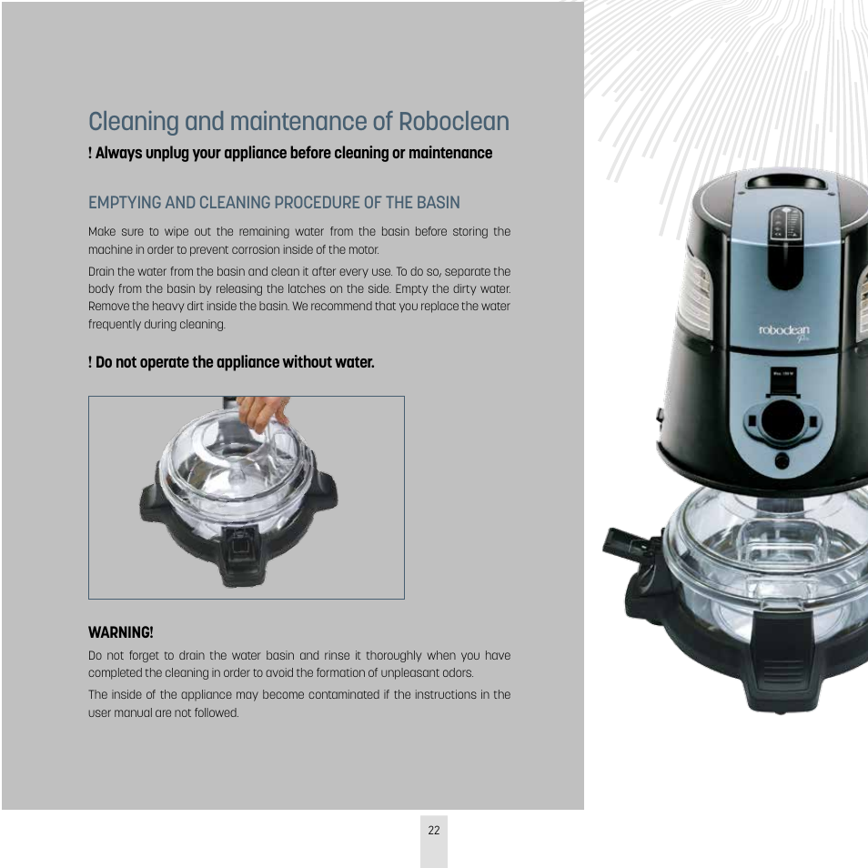 Cleaning and maintenance of roboclean | İhlas Aura Roboclean User Manual | Page 22 / 28