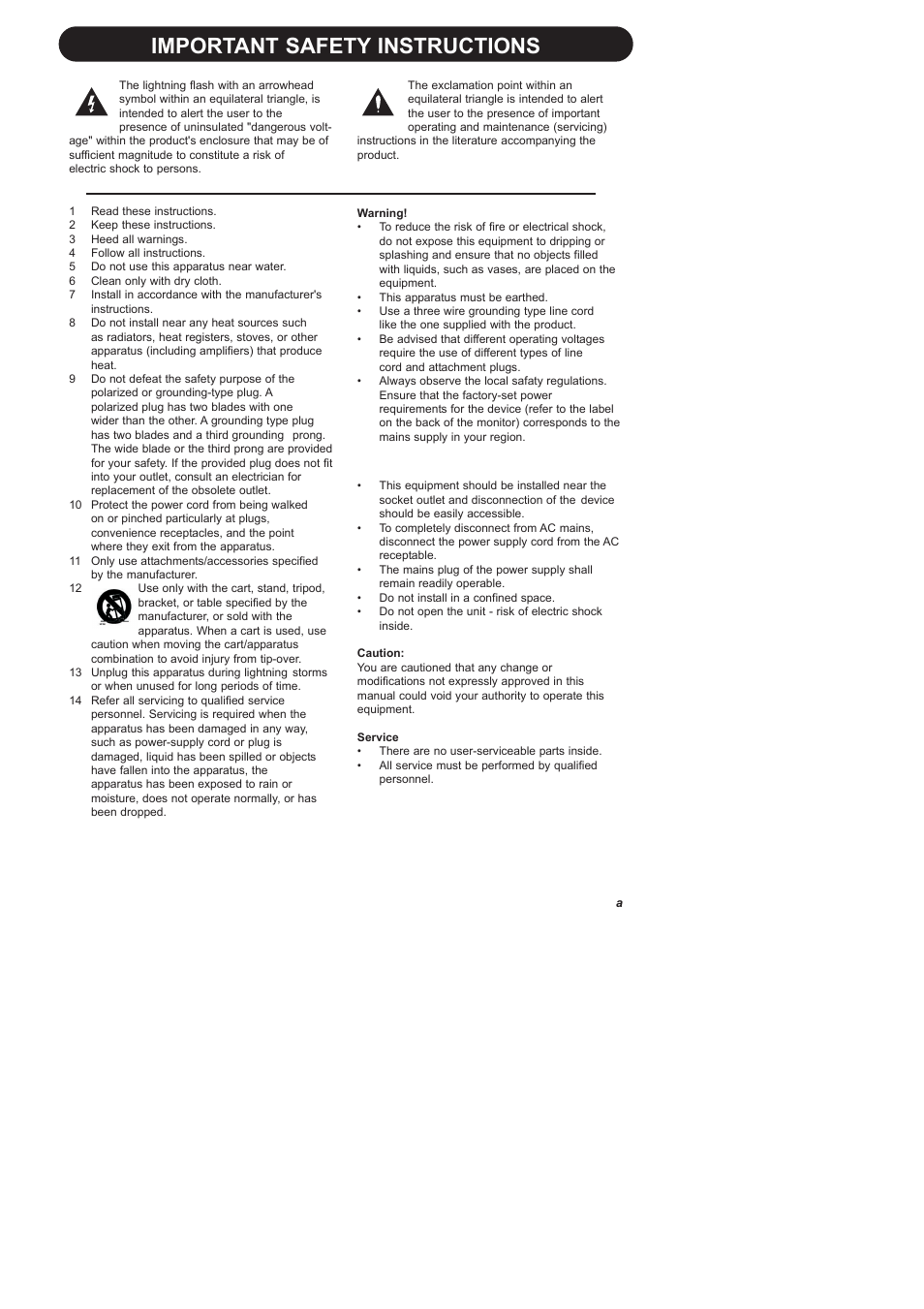 Important safety instructions | Dynaudio BM 5A User Manual | Page 3 / 11