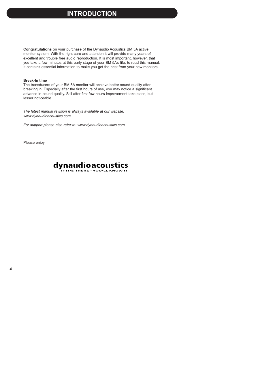 Introduction | Dynaudio BM 5A User Manual | Page 6 / 11
