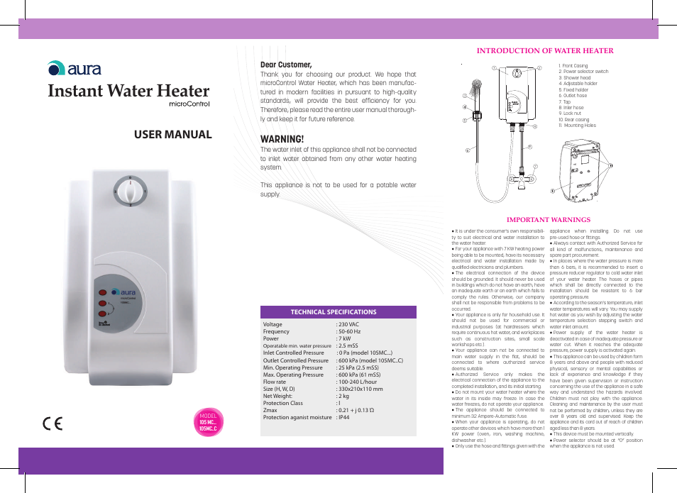 İhlas Aura microControl User Manual | 2 pages