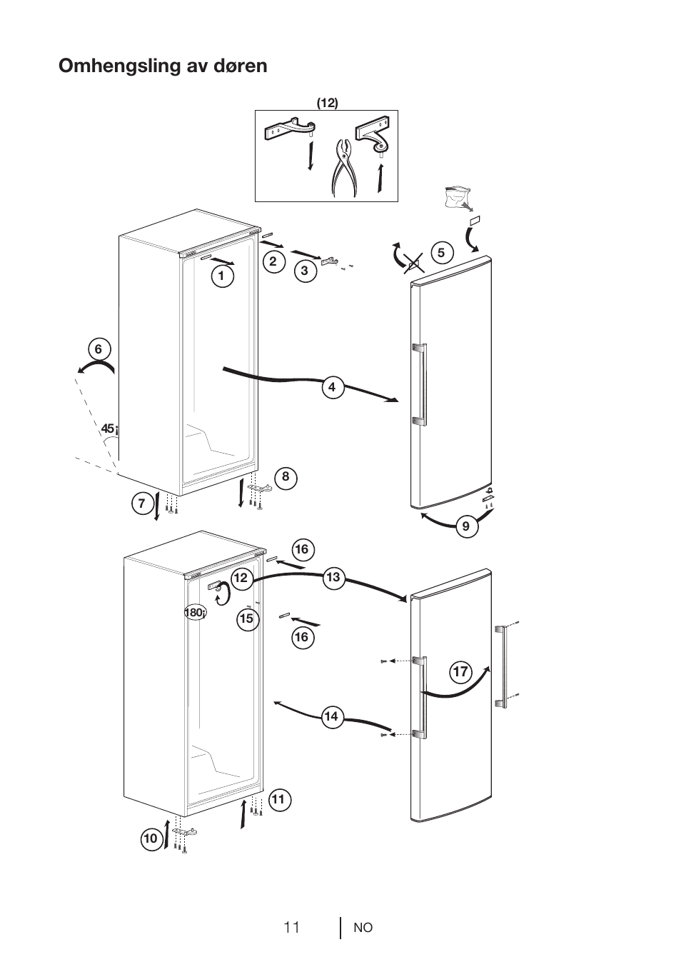 Omhengsling av døren | GRAM KS 3265-93/1 User Manual | Page 30 / 94